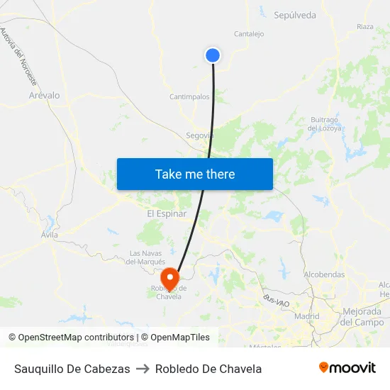 Sauquillo De Cabezas to Robledo De Chavela map