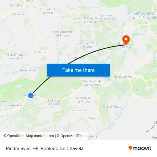 Piedralaves to Robledo De Chavela map