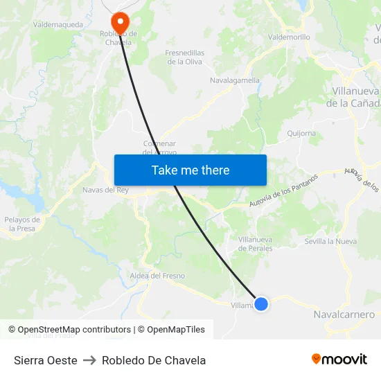 Sierra Oeste to Robledo De Chavela map