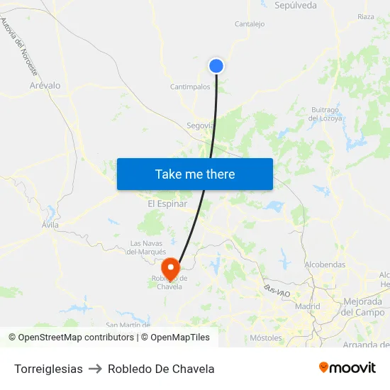 Torreiglesias to Robledo De Chavela map