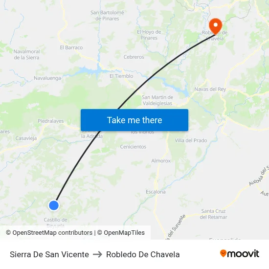 Sierra De San Vicente to Robledo De Chavela map