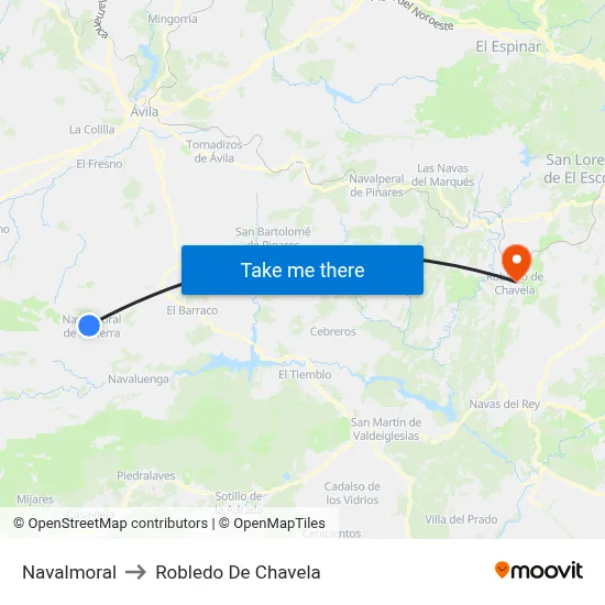 Navalmoral to Robledo De Chavela map