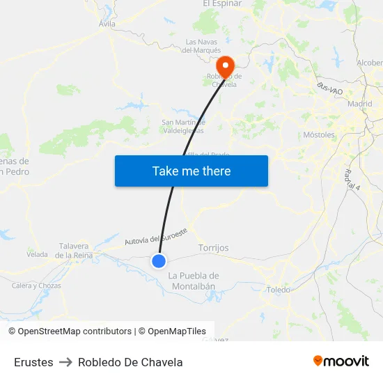 Erustes to Robledo De Chavela map