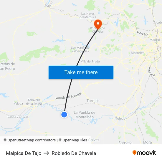 Malpica De Tajo to Robledo De Chavela map