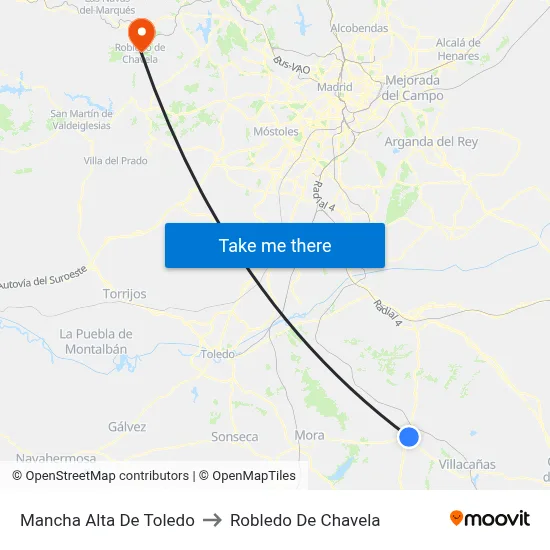 Mancha Alta De Toledo to Robledo De Chavela map