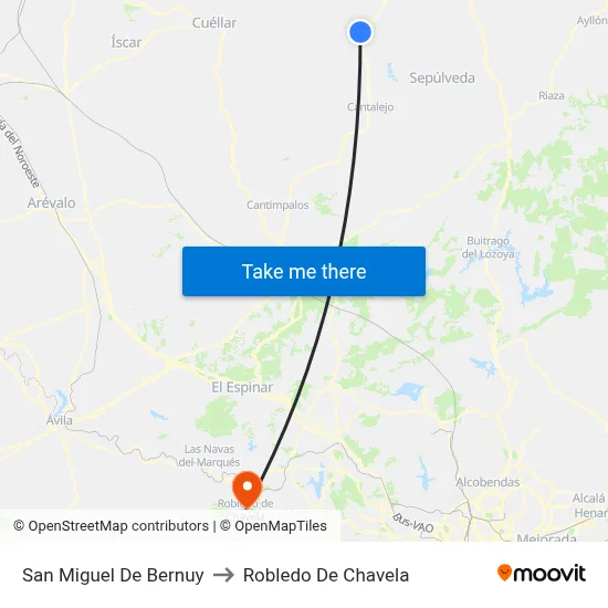 San Miguel De Bernuy to Robledo De Chavela map