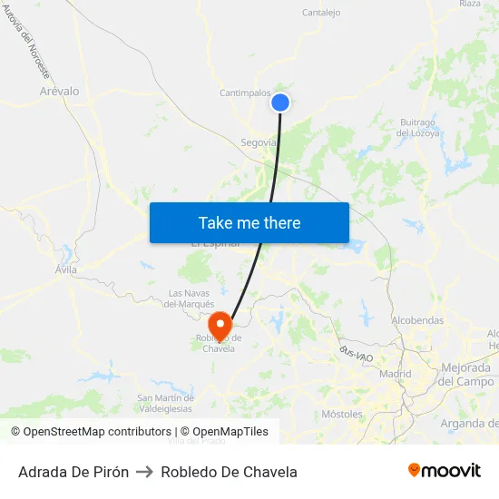 Adrada De Pirón to Robledo De Chavela map