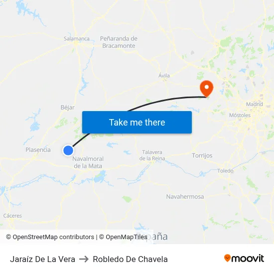 Jaraíz De La Vera to Robledo De Chavela map