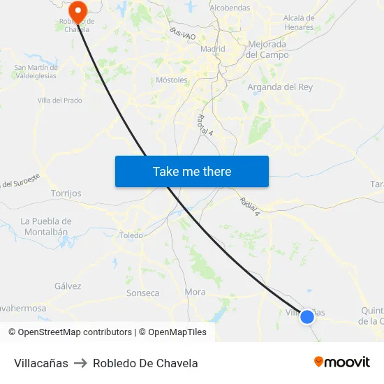Villacañas to Robledo De Chavela map