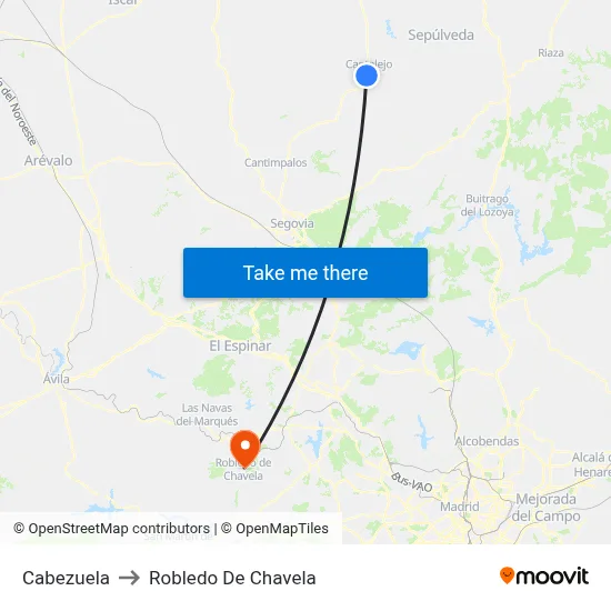 Cabezuela to Robledo De Chavela map