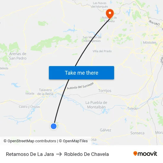 Retamoso De La Jara to Robledo De Chavela map