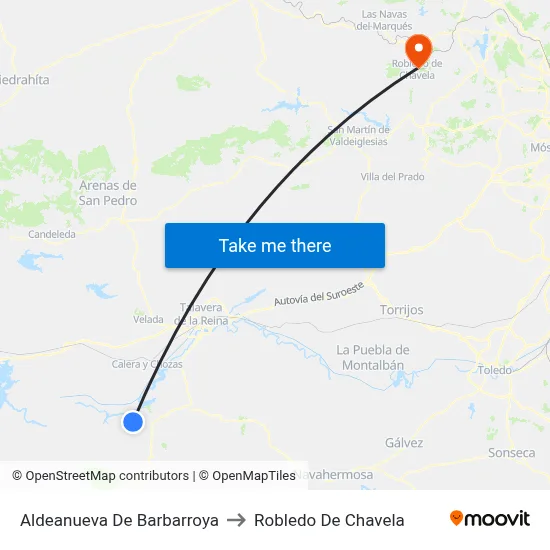 Aldeanueva De Barbarroya to Robledo De Chavela map