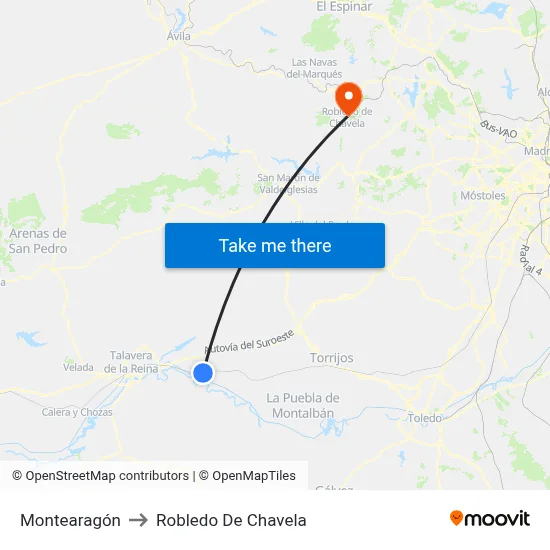 Montearagón to Robledo De Chavela map