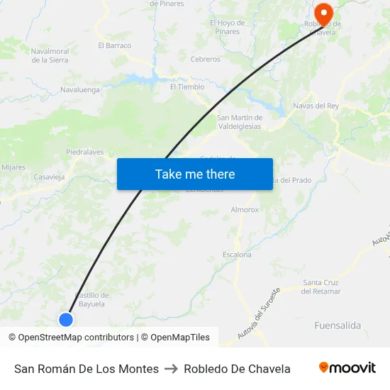 San Román De Los Montes to Robledo De Chavela map