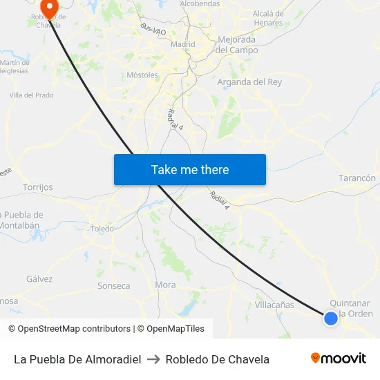 La Puebla De Almoradiel to Robledo De Chavela map