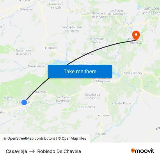 Casavieja to Robledo De Chavela map