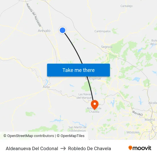 Aldeanueva Del Codonal to Robledo De Chavela map