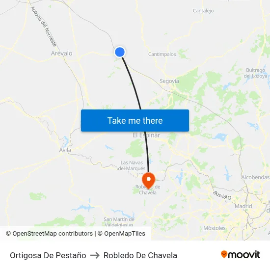 Ortigosa De Pestaño to Robledo De Chavela map