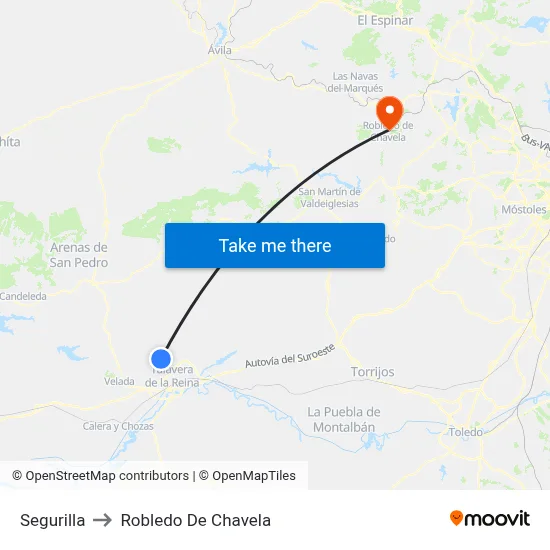 Segurilla to Robledo De Chavela map