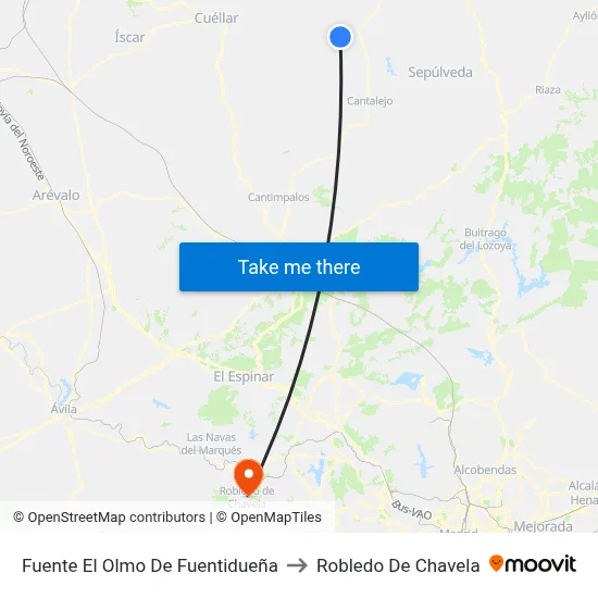 Fuente El Olmo De Fuentidueña to Robledo De Chavela map