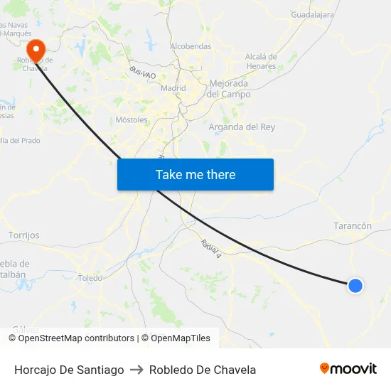 Horcajo De Santiago to Robledo De Chavela map