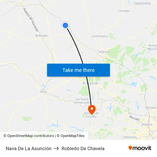 Nava De La Asunción to Robledo De Chavela map