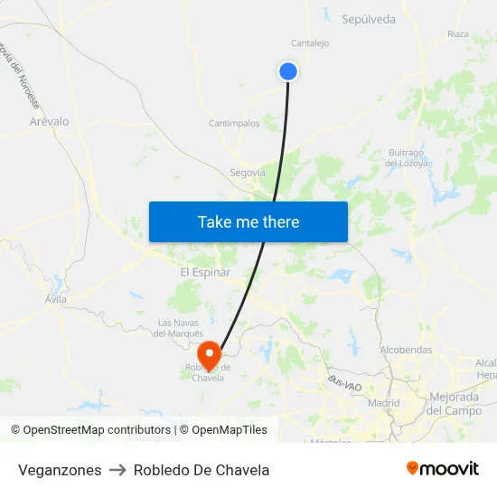 Veganzones to Robledo De Chavela map