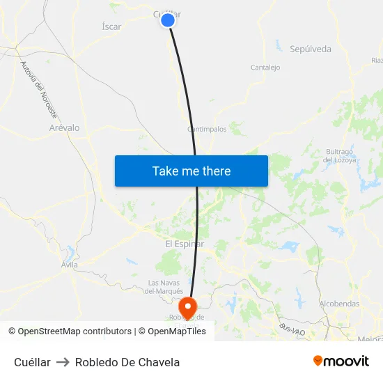 Cuéllar to Robledo De Chavela map