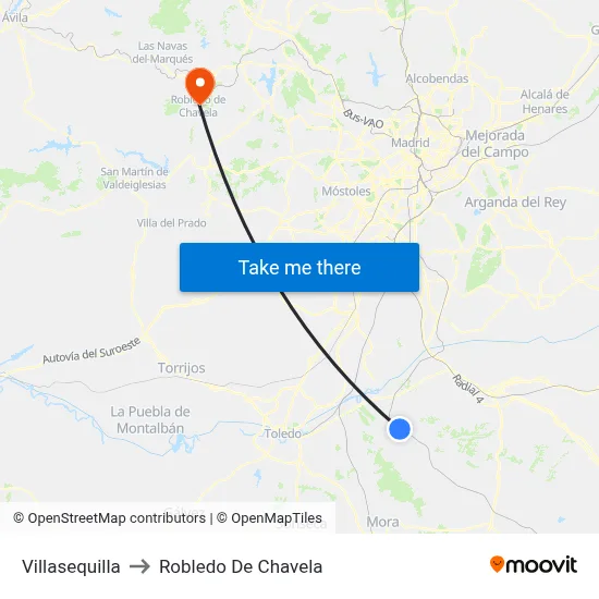 Villasequilla to Robledo De Chavela map