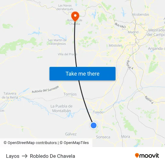 Layos to Robledo De Chavela map