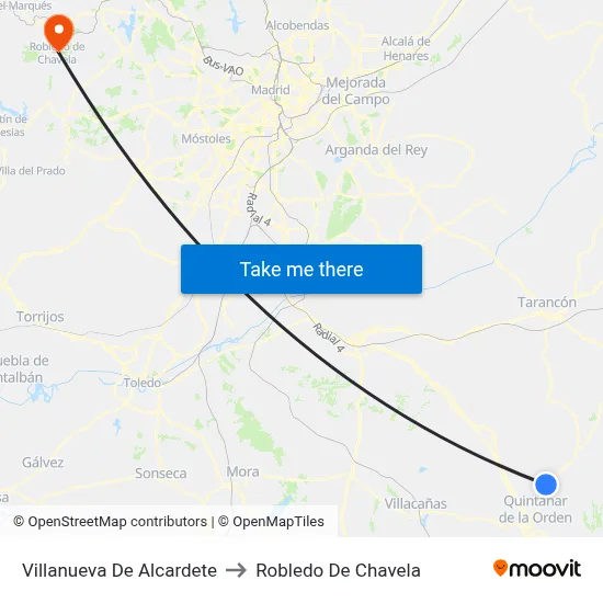 Villanueva De Alcardete to Robledo De Chavela map