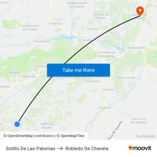 Sotillo De Las Palomas to Robledo De Chavela map