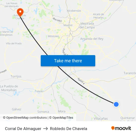 Corral De Almaguer to Robledo De Chavela map