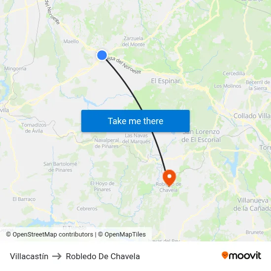 Villacastín to Robledo De Chavela map