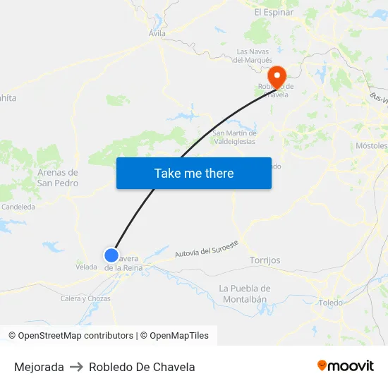 Mejorada to Robledo De Chavela map