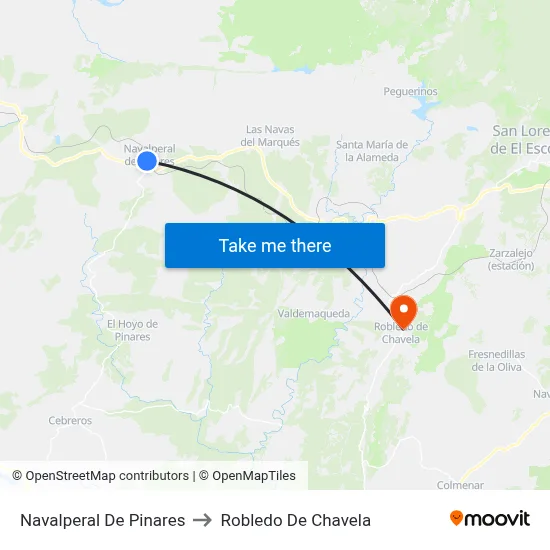 Navalperal De Pinares to Robledo De Chavela map