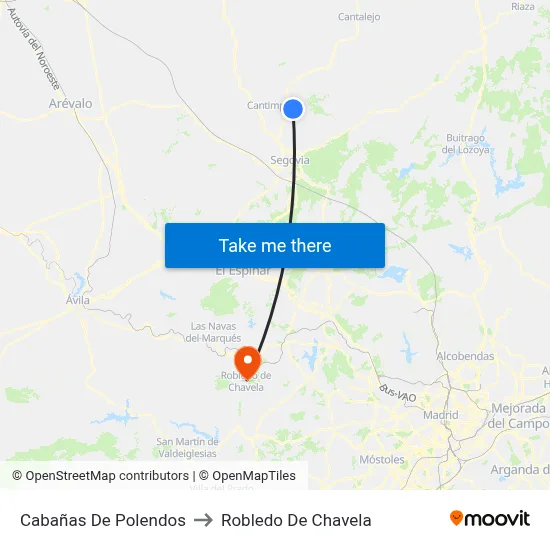 Cabañas De Polendos to Robledo De Chavela map