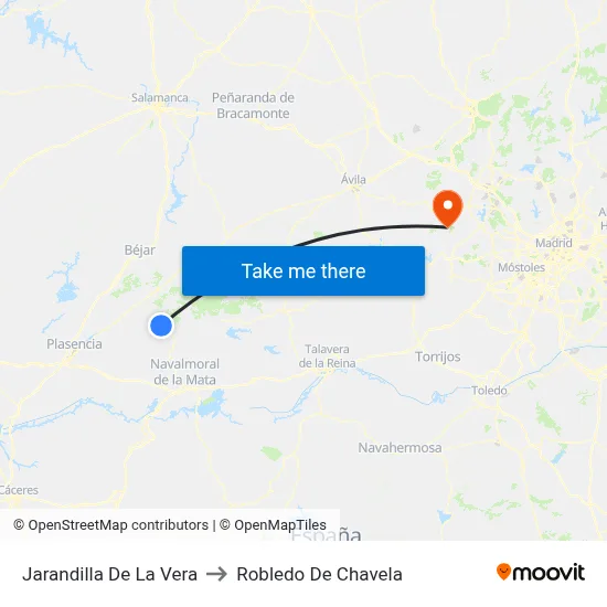 Jarandilla De La Vera to Robledo De Chavela map