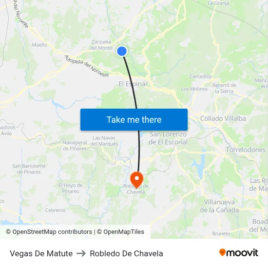Vegas De Matute to Robledo De Chavela map