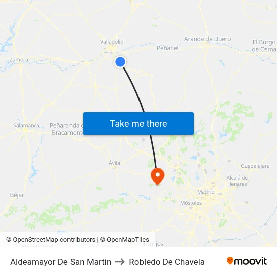 Aldeamayor De San Martín to Robledo De Chavela map