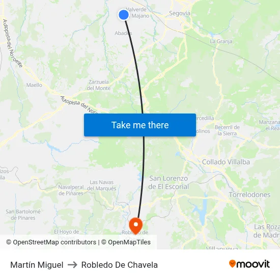 Martín Miguel to Robledo De Chavela map