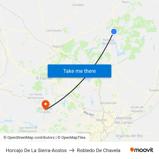 Horcajo De La Sierra-Aoslos to Robledo De Chavela map