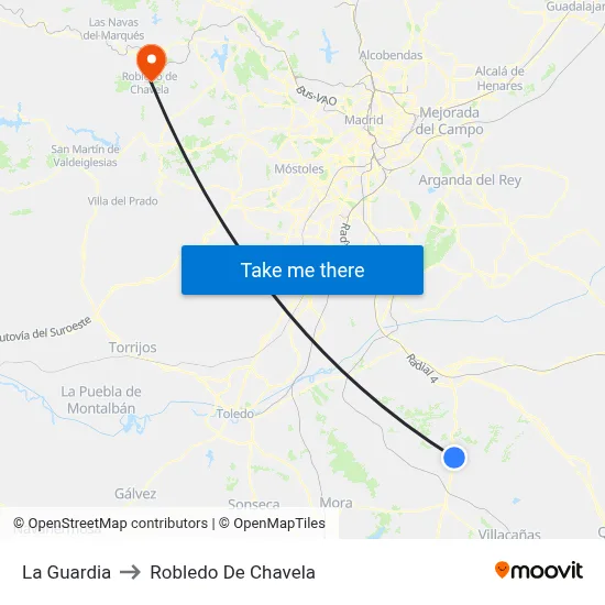 La Guardia to Robledo De Chavela map