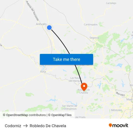 Codorniz to Robledo De Chavela map