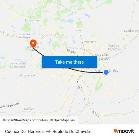 Cuenca Del Henares to Robledo De Chavela map
