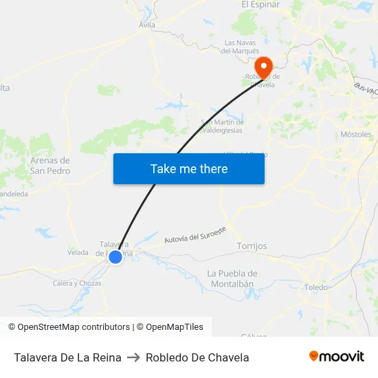 Talavera De La Reina to Robledo De Chavela map