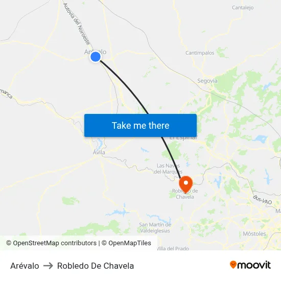 Arévalo to Robledo De Chavela map