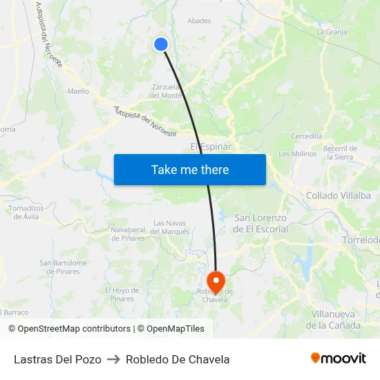 Lastras Del Pozo to Robledo De Chavela map