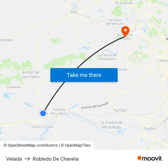 Velada to Robledo De Chavela map