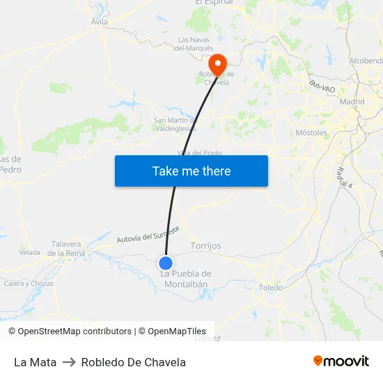 La Mata to Robledo De Chavela map